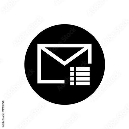 Email list draft icon in black round style