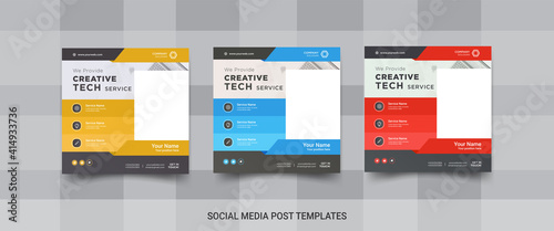 Tech service social media square banner design 