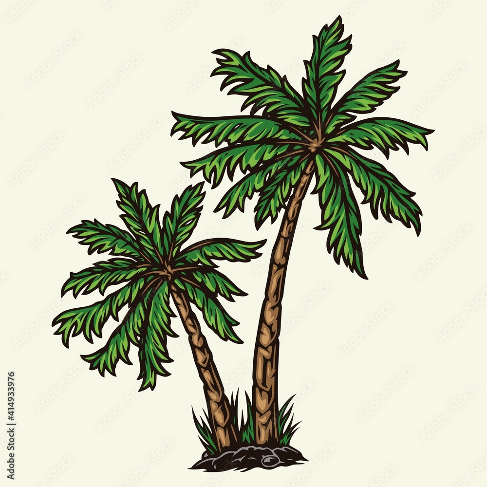 Obraz premium Green tropical palm trees