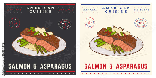 grilled salmon fillet and asparagus