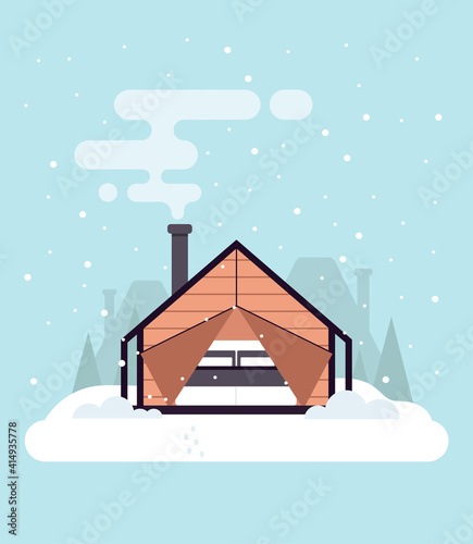 Vector stock glamping concept of comfortable outdoor recreation.  Comfortable camping with camping, camp, wilderness vacation. Suitable for advertising glamping, country houses and outdoor recreation