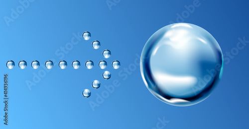 Water drops, blue and clear water drops, ocean water drops and splashes, pure Baikal water, logo of washing powder or clean fresh laundry, sale of pure water