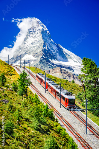Gornergrat train and Matterhorn - Switzerland photo