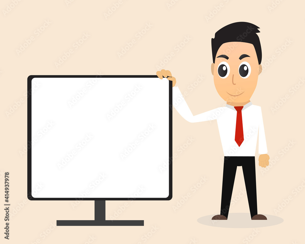 Business presentation in concept Business training. Vector flat cartoon design.