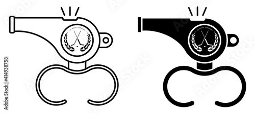 sports whistle of referee of ice hockey match. Icon. Minimalistic vector