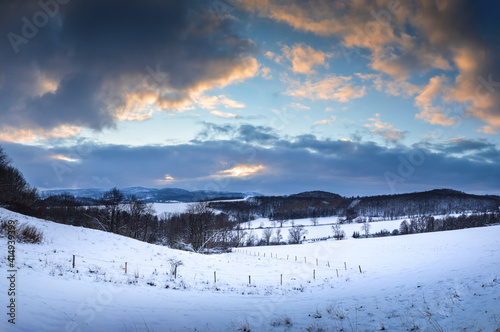 Hills near Bolków, Lower Silesia, Poland in the winter scenery