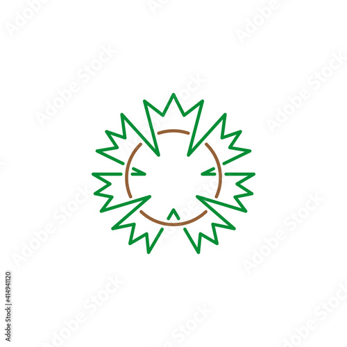 Geometric plane leaf with a ring in the middle. Vector