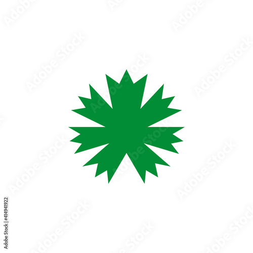 Geometric green plane tree leaf. Vector drawing