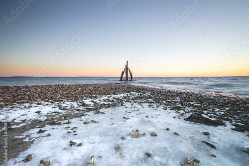 Ice cold morning on the coast in Den Osse Zeeland, The Netherlands