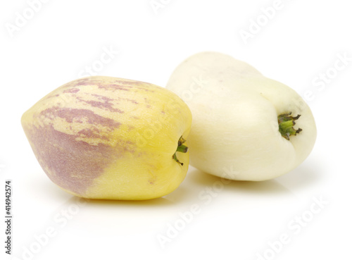 fresh Pepino fruit on white background