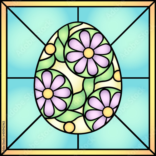 A stained glass style vector Easter egg window

