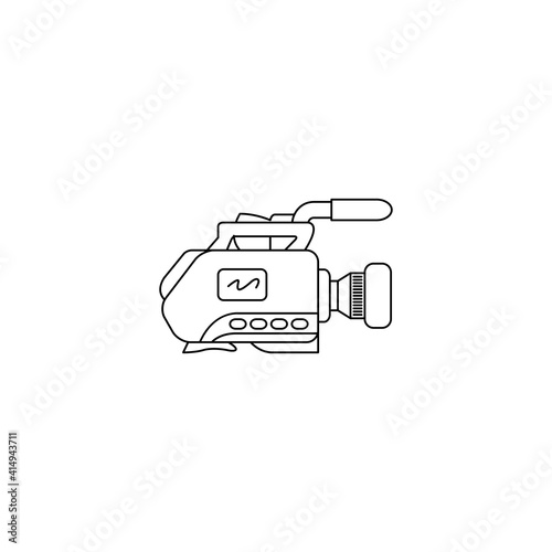 Outline video camera illustration. Vector