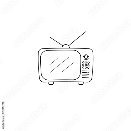 Old-style tube television. Vector drawing