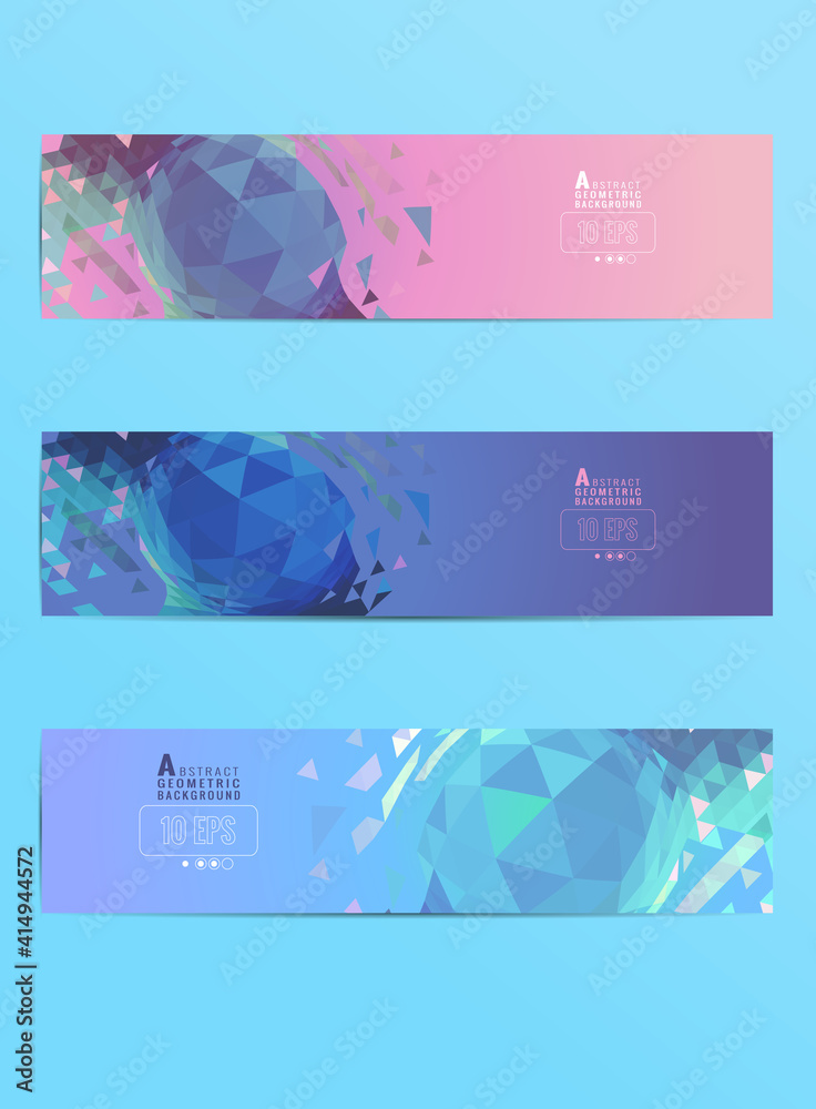 Abstract colorful geometric element banner BG set