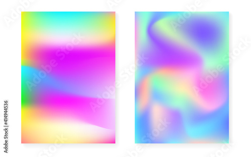 Holographic cover set with hologram gradient background. © Holo Art