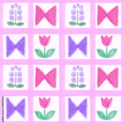 pink, lilac, pastel seamless pattern   paper texture hand drawing strokes, spring spring flowers tulip