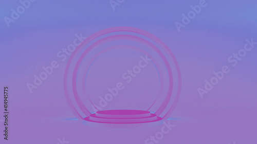 Purple round podium on a blue background. 3d rendering. © Mooni Pooni 