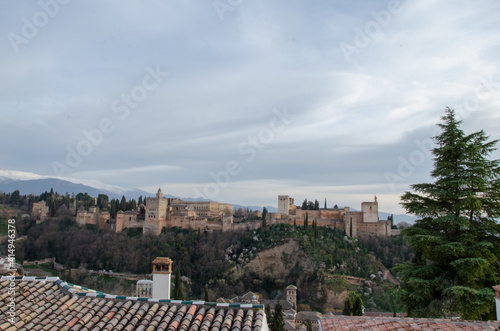 Alhambra, Granada, mirador San Nicolás, otoño, nublado, gris