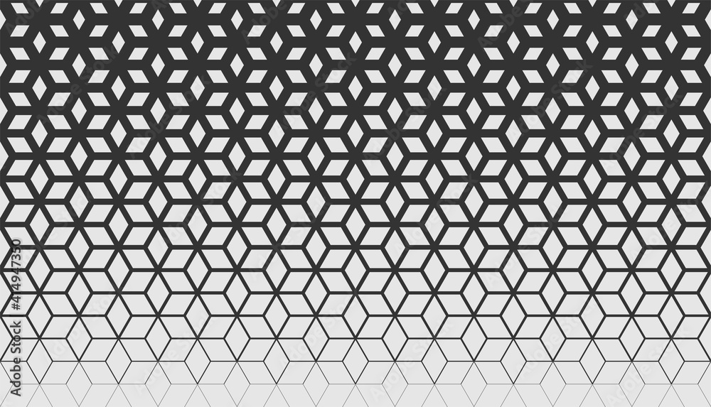 Monochrome geometric seamless pattern with cubes and gradient. Repeating texture for wallpaper, textile, fabric, web site backdrop, background. Vector template Monochrome geometric seamless pattern with cubes and gradient. Repeating texture for wallpaper, textile, fabric, web site backdrop, background. Vector template