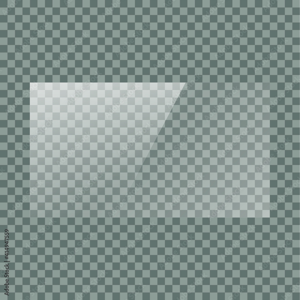Vector glass plate reflect texture on transparent background. Window or
