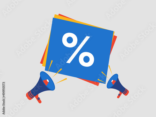 Sale discount concept design. Megaphone urgent announcement illustration. Design element for banners, covers, slyers, print cards. 