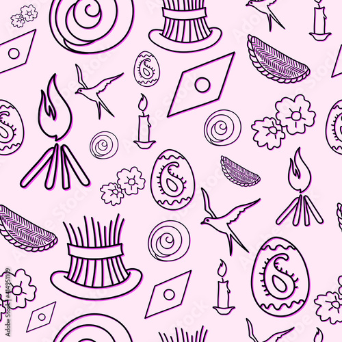 Novruz holiday is one of the most important and favorite holidays of the Azerbaijani people. Novruz is celebrated in March. Hand drawn vector icon set of Novruz attributes.