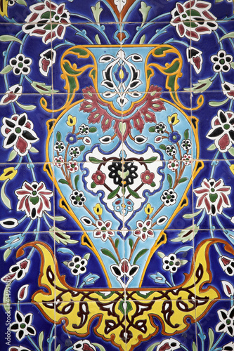 Close up of tile decorations at Golestan Palace, Teheran, Iran photo