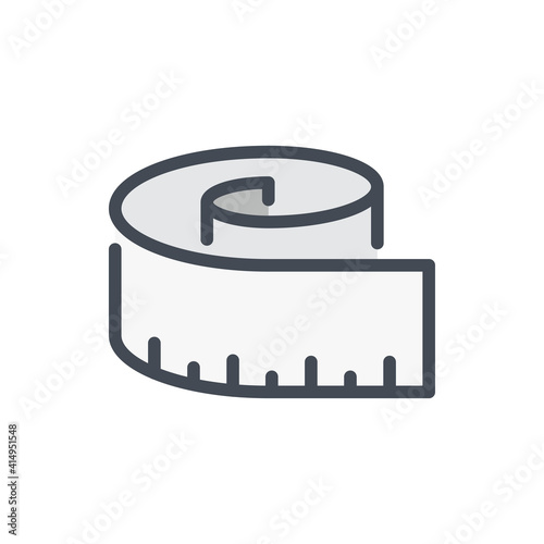 Measuring tape color line icon. Measure and Ruler vector outline colorful sign.