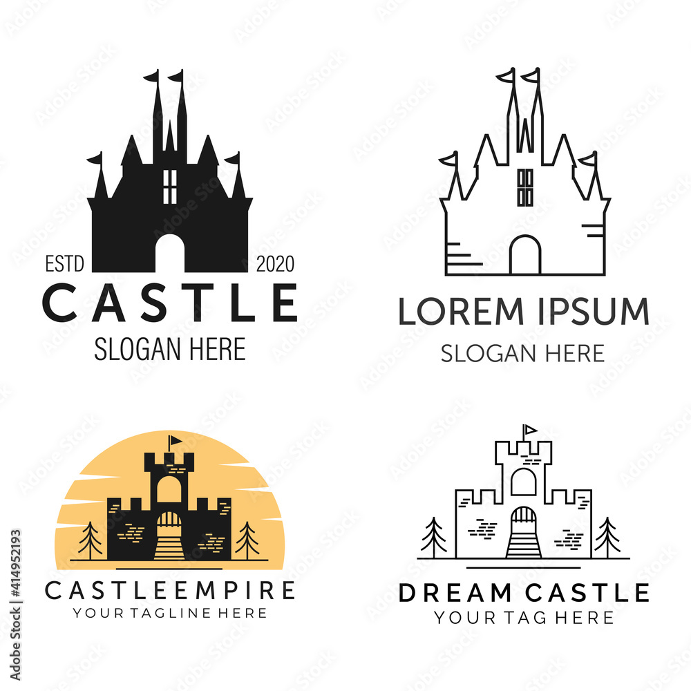 dream castle set collection bundle icon logo illustration vector template design