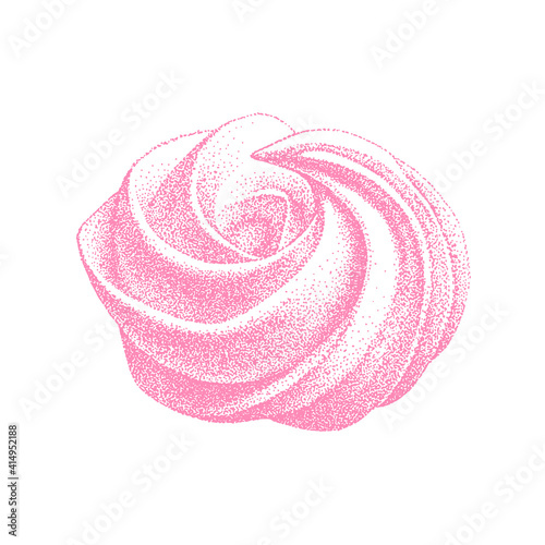 airy french meringue pink, marshmallow, zefir. graphic vintage retro style. sweetness, sweet cake, dessert. Design for cafe, sweet shop, confectionery