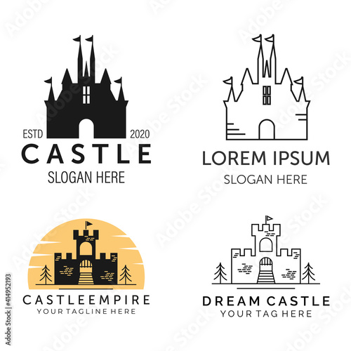 dream castle set collection bundle icon logo illustration vector template design