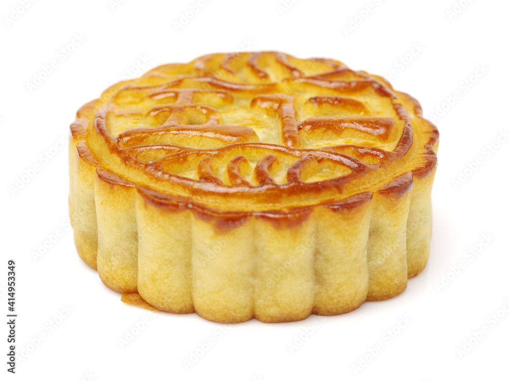 Mooncake Chinese mid autumn festival food on white background Mooncake Chinese mid autumn festival food on white background