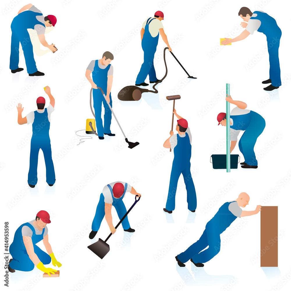 Set of ten professional cleaners Set of ten professional cleaners
