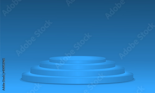 podium with blue background
