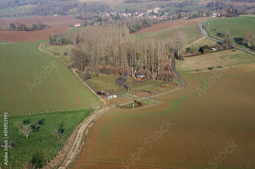 Chaussy seen from the sky in Val-d'oise department, France