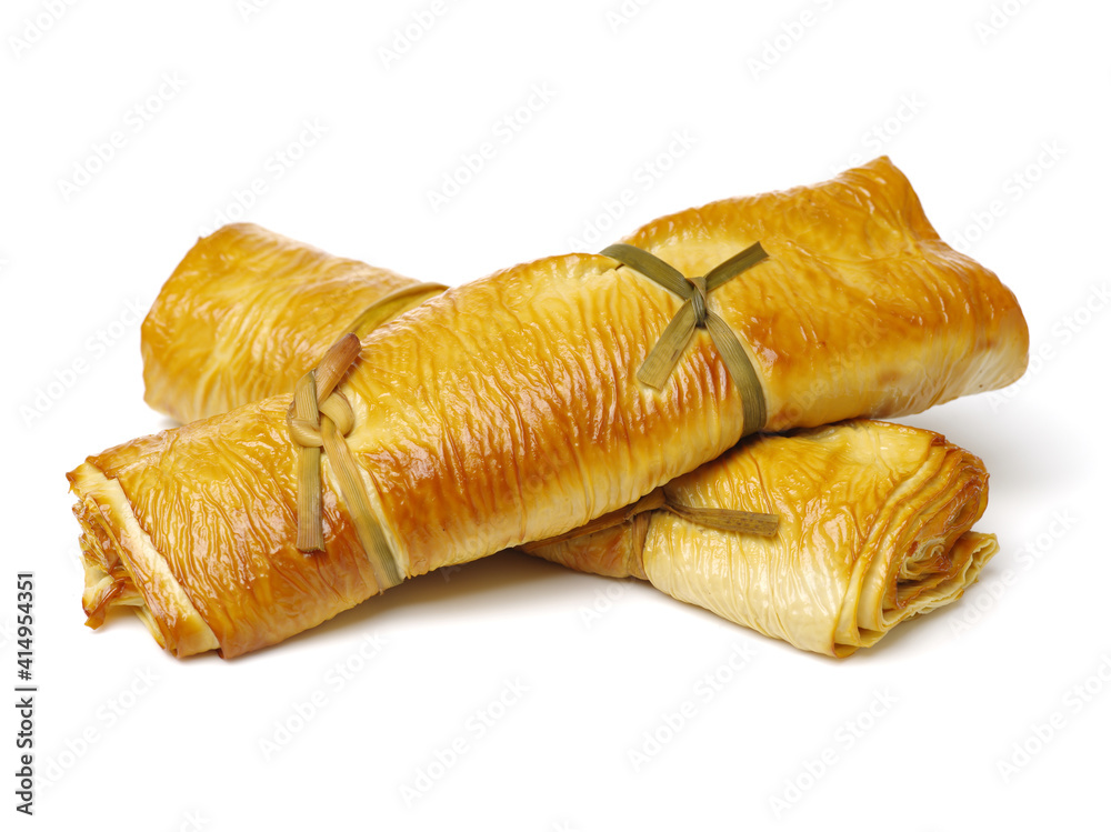 Dried bean curd and bean curd skin on white background. Dried bean curd and bean curd skin on white background.