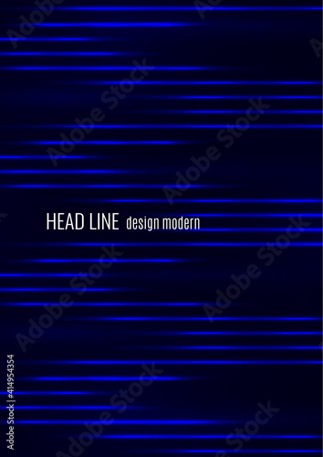 Glowing neon lines moving fast on a dark background. Blue stripes and glittering ray traces on a dark background. Futuristic design. Vector