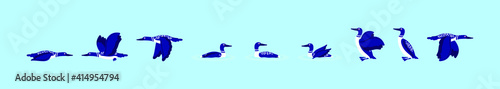 set of loon cartoon icon design template with various models. vector illustration isolated on blue background