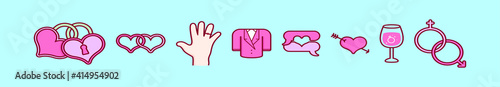 set of marry me cartoon icon design template with various models. vector illustration isolated on blue background