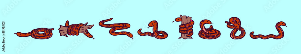 Obraz premium set of anaconda cartoon icon design template with various models. vector illustration isolated on blue background