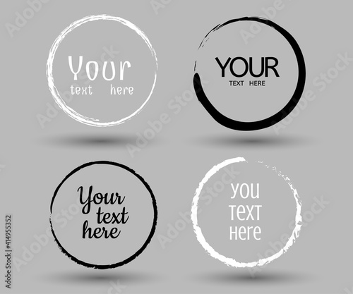 Handwritten with color circle brush stroke backgrounds for business, banner, promotion and advertising. Abstract vector banners. Design illustration elements. - Vector