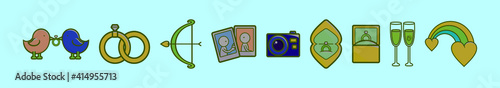 set of marry me cartoon icon design template with various models. vector illustration isolated on blue background