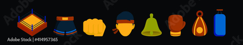 set of muaythai cartoon icon design template with various models. vector illustration isolated on black background