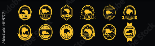 set of kiwi birds cartoon icon design template with various models. vector illustration isolated on black background