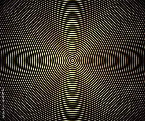 Gold luxurious circle pattern with golden wave lines over. Abstract background, vector illustration