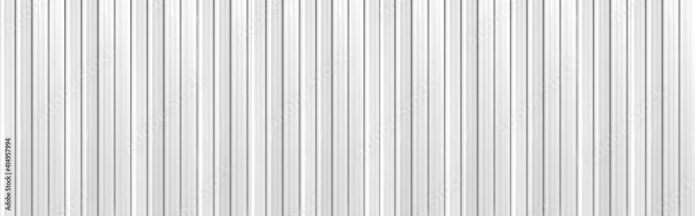 Panorama of White Corrugated metal background and texture surface or galvanize steel