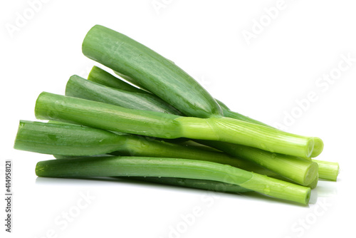 Green Onions on White Background