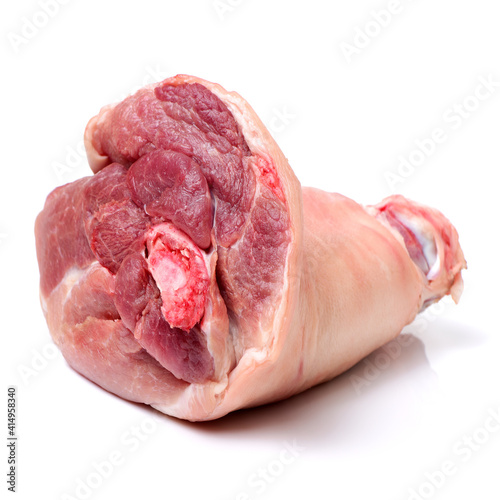 Photography raw pork (leg) isolated on white background