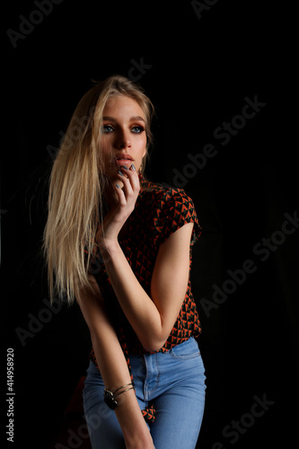 portrait of a woman that watching somewhere