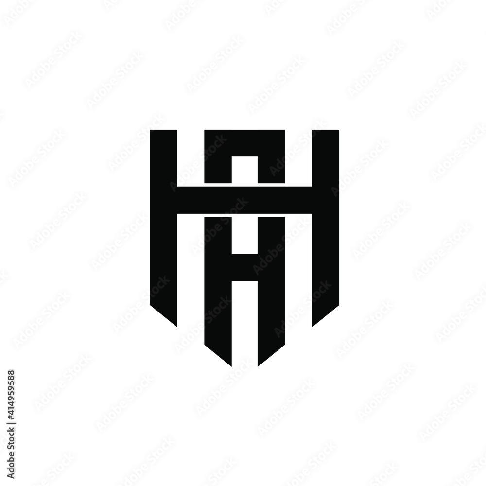 HA shield hexagon letter logo icon design HA shield hexagon letter logo icon design